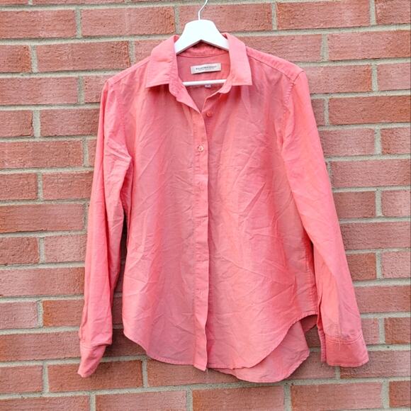 Raleigh Workshop Women's Coral Salmon Pink Button Down Shirt Top size Large - Picture 1 of 6